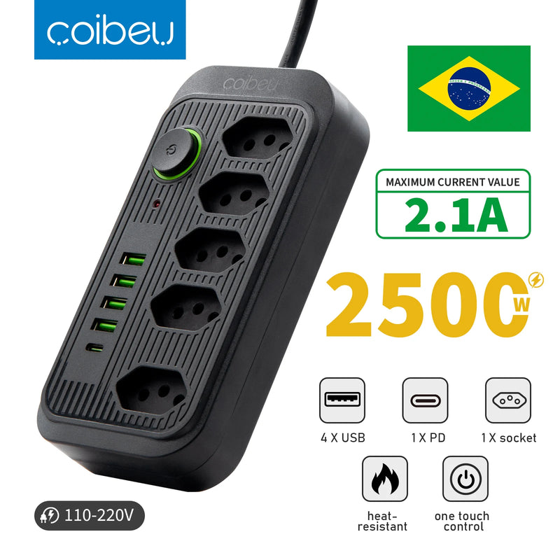 Extensão de tomada de energia USB 2M 110-220V USB TYPE-C USB Plugue de alimentação USB