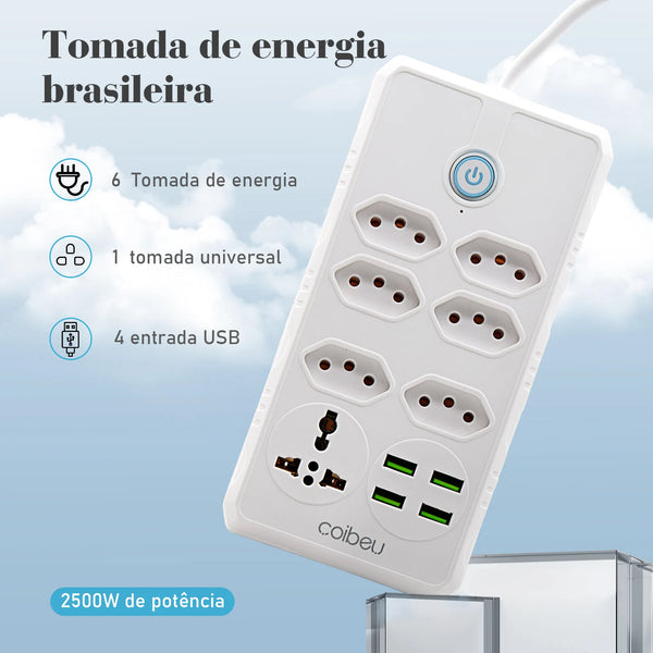 Extensão de tomada de energia USB 2M 110-220V USB TYPE-C USB Plugue de alimentação USB